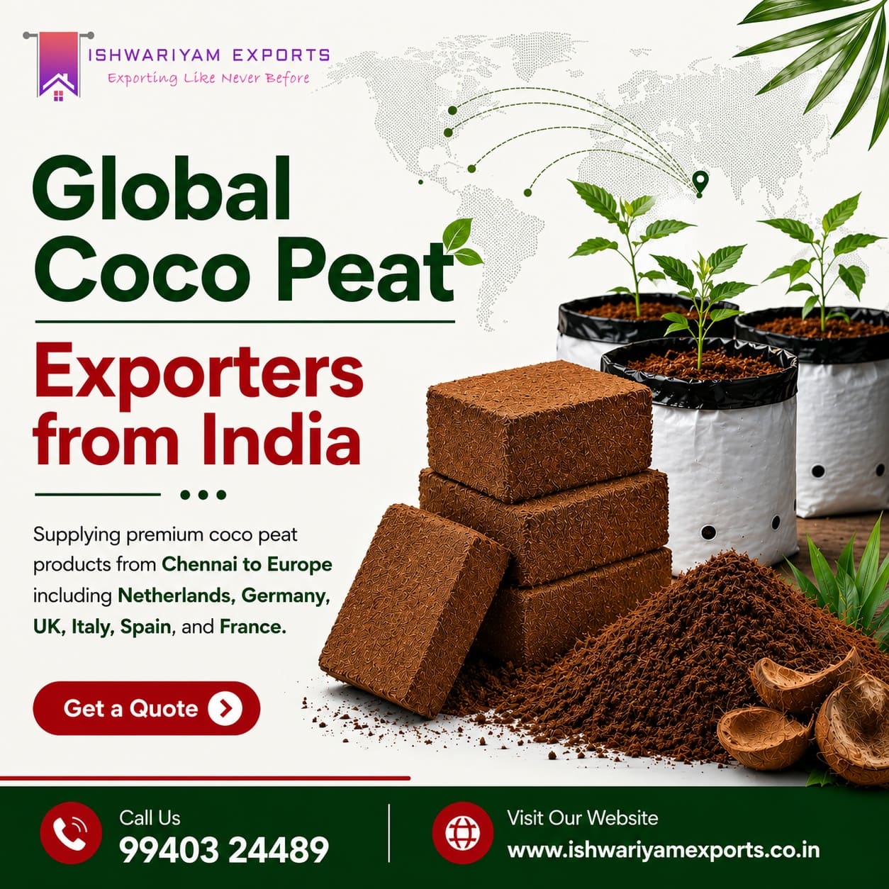 Premium Coco Peat Blocks Exporters From Chennai, India