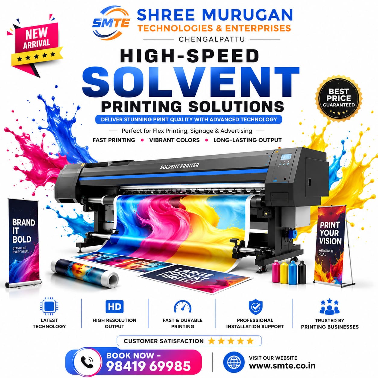 High-speed Solvent Printing Machine For Flex & Signage Printing