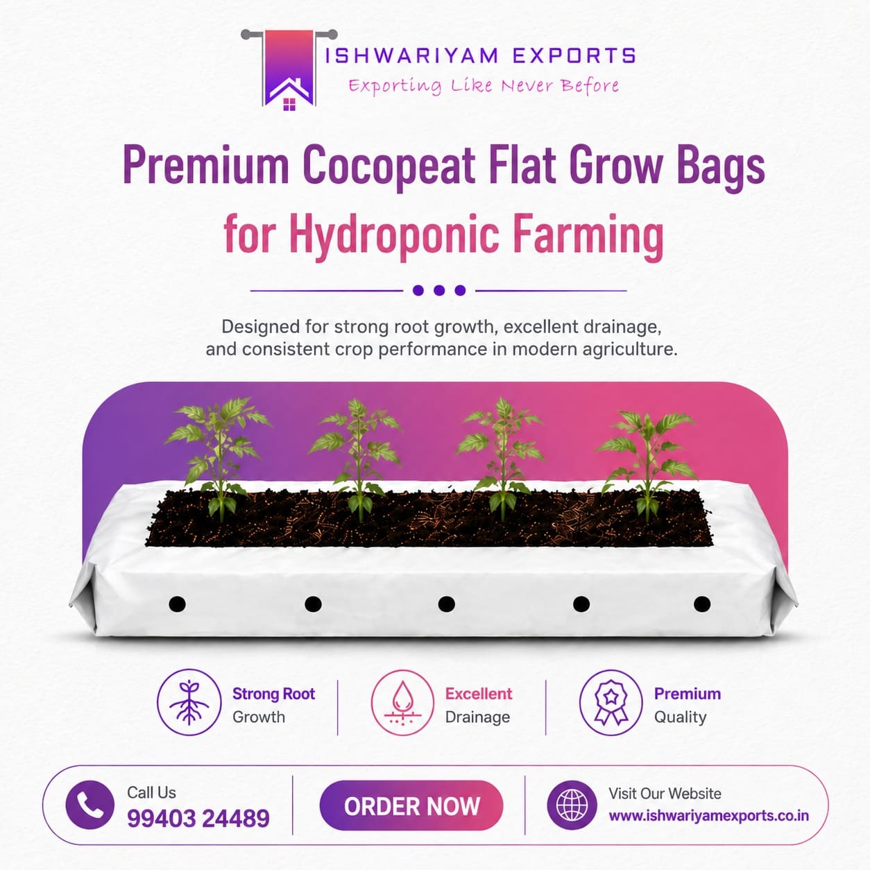 Premium Cocopeat Flat Grow Bags For Hydroponic Farming In India