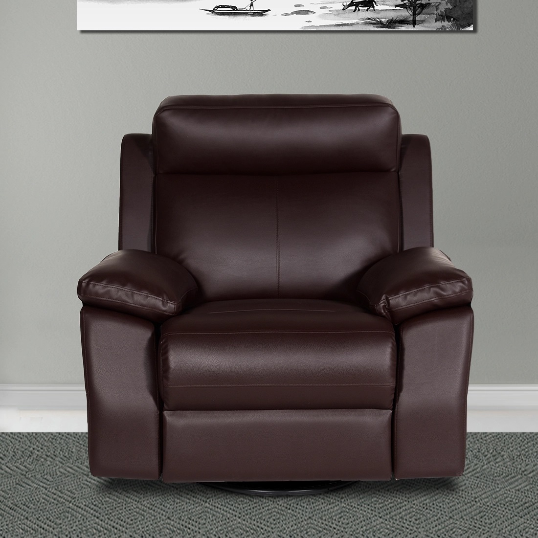 Single Seater Manual Recliner Sofa - Lazino Brown | 1 Seater Recliner Chair