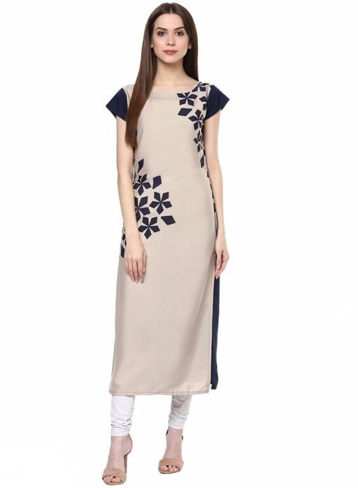 Women Crepe A-line Printed Yellow Kurti